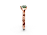 Rose gold Fancy Green Heart  Solitaire Engagement Ring with Scrollwork Band and Four-Prong Setting_2