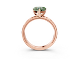 Rose gold Fancy Green Heart  Solitaire Engagement Ring with Scrollwork Band and Four-Prong Setting_3