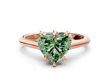 Rose gold Fancy Green Heart  Solitaire Engagement Ring with Six-Prong Setting and Classic Band 1