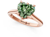 Rose gold Fancy Green Heart  Solitaire Engagement Ring with Six-Prong Setting and Classic Band 2