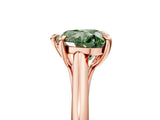 Rose gold Fancy Green Heart  Solitaire Engagement Ring with Six-Prong Setting and Classic Band