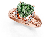Rose gold Fancy Green Heart  Solitaire Filigree Engagement Ring with Halo and Prong Setting_1