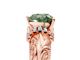 Rose gold Fancy Green Heart  Solitaire Filigree Engagement Ring with Halo and Prong Setting_5