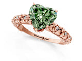 Rose gold Fancy Green Heart  Solitaire Floral Milgrain Engagement Ring_32