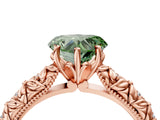 Rose gold Fancy Green Heart  Solitaire Floral Milgrain Engagement Ring_35