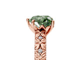 Rose gold Fancy Green Heart  Solitaire Floral Milgrain Engagement Ring_36