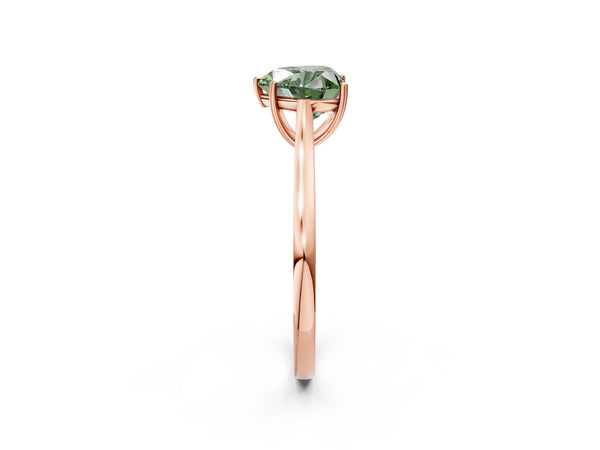 Rose gold Fancy Green Heart  Solitaire Heart Prong Engagement Ring with Tapered Band