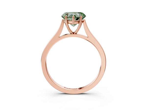 Rose gold Fancy Green Heart  Solitaire Heart Prong Engagement Ring with Tapered Band