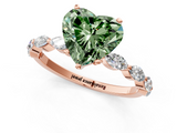 Rose gold Fancy Green Heart  Solitaire Marquise Side Stone Prong Setting Ring_1