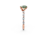 Rose gold Fancy Green Heart  Solitaire Marquise Side Stone Prong Setting Ring_2