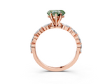 Rose gold Fancy Green Heart  Solitaire Marquise Side Stone Prong Setting Ring_3