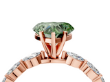 Rose gold Fancy Green Heart  Solitaire Marquise Side Stone Prong Setting Ring_4