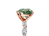 Rose gold Fancy Green Heart  Solitaire Marquise Side Stone Prong Setting Ring_5