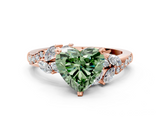 Rose gold Fancy Green Heart  Solitaire Marquise Twist Band with Six-Prong Setting