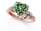Rose gold Fancy Green Heart  Solitaire Marquise Twist Band with Six-Prong Setting_1