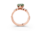 Rose gold Fancy Green Heart  Solitaire Marquise Twist Band with Six-Prong Setting_3