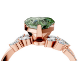 Rose gold Fancy Green Heart  Solitaire Marquise Twist Band with Six-Prong Setting_4