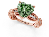 Rose gold Fancy Green Heart  Solitaire Milgrain Diamond Engagement Ring with Bezel and Marquise Band_1