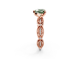 Rose gold Fancy Green Heart  Solitaire Milgrain Diamond Engagement Ring with Bezel and Marquise Band_2