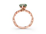 Rose gold Fancy Green Heart  Solitaire Milgrain Diamond Engagement Ring with Bezel and Marquise Band_3