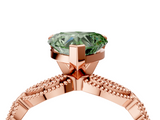 Rose gold Fancy Green Heart  Solitaire Milgrain Diamond Engagement Ring with Bezel and Marquise Band_4