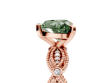 Rose gold Fancy Green Heart  Solitaire Milgrain Diamond Engagement Ring with Bezel and Marquise Band_5