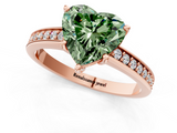 Rose gold Fancy Green Heart  Solitaire Pavé Band Prong Setting Ring_1