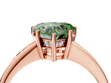 Rose gold Fancy Green Heart  Solitaire Pavé Band Prong Setting Ring_4