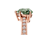 Rose gold Fancy Green Heart  Solitaire Pavé Band Prong Setting Ring_5