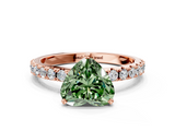 Rose gold Fancy Green Heart  Solitaire Pavé Band with Four-Prong Setting