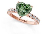 Rose gold Fancy Green Heart  Solitaire Pavé Band with Four-Prong Setting_1
