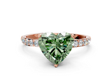 Rose gold Fancy Green Heart  Solitaire Pavé Diamond Engagement Ring with Four-Prong Setting