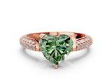Rose gold Fancy Green Heart  Solitaire Pavé Diamond Engagement Ring with Four-Prong Setting