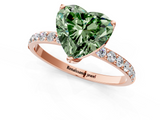 Rose gold Fancy Green Heart  Solitaire Pavé Diamond Engagement Ring with Four-Prong Setting_1