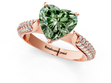 Rose gold Fancy Green Heart  Solitaire Pavé Diamond Engagement Ring with Four-Prong Setting_1