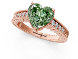 Rose gold Fancy Green Heart  Solitaire Pavé Diamond Milgrain Engagement Ring with Four-Prong Setting_1