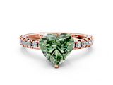 Rose gold Fancy Green Heart  Solitaire Pave Diamond Engagement Ring with Four-Prong Setting