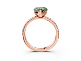 Rose gold Fancy Green Heart  Solitaire Pave Diamond Engagement Ring with Four-Prong Setting_3