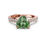 Rose gold Fancy Green Heart  Solitaire Pave Diamond Engagement Ring with Prong Setting