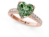 Rose gold Fancy Green Heart  Solitaire Pave Diamond Engagement Ring with Prong Setting_1