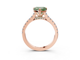 Rose gold Fancy Green Heart  Solitaire Pave Diamond Engagement Ring with Prong Setting_3