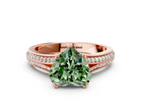 Rose gold Fancy Green Heart  Solitaire Pave Split Shank Engagement Ring with Six-Prong Setting