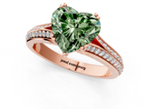 Rose gold Fancy Green Heart  Solitaire Pave Split Shank Engagement Ring with Six-Prong Setting_1