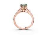 Rose gold Fancy Green Heart  Solitaire Pave Split Shank Engagement Ring with Six-Prong Setting_3