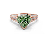 Rose gold Fancy Green Heart  Solitaire Pave Split Shank Ring with Four-Prong Setting_81