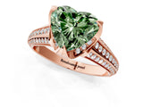 Rose gold Fancy Green Heart  Solitaire Pave Split Shank Ring with Four-Prong Setting_82