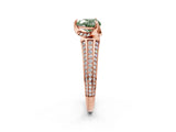 Rose gold Fancy Green Heart  Solitaire Pave Split Shank Ring with Four-Prong Setting_83