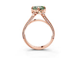 Rose gold Fancy Green Heart  Solitaire Pave Split Shank Ring with Four-Prong Setting_84