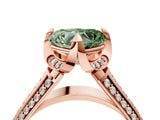 Rose gold Fancy Green Heart  Solitaire Pave Split Shank Ring with Four-Prong Setting_85