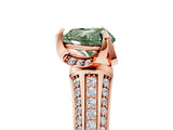 Rose gold Fancy Green Heart  Solitaire Pave Split Shank Ring with Four-Prong Setting_86